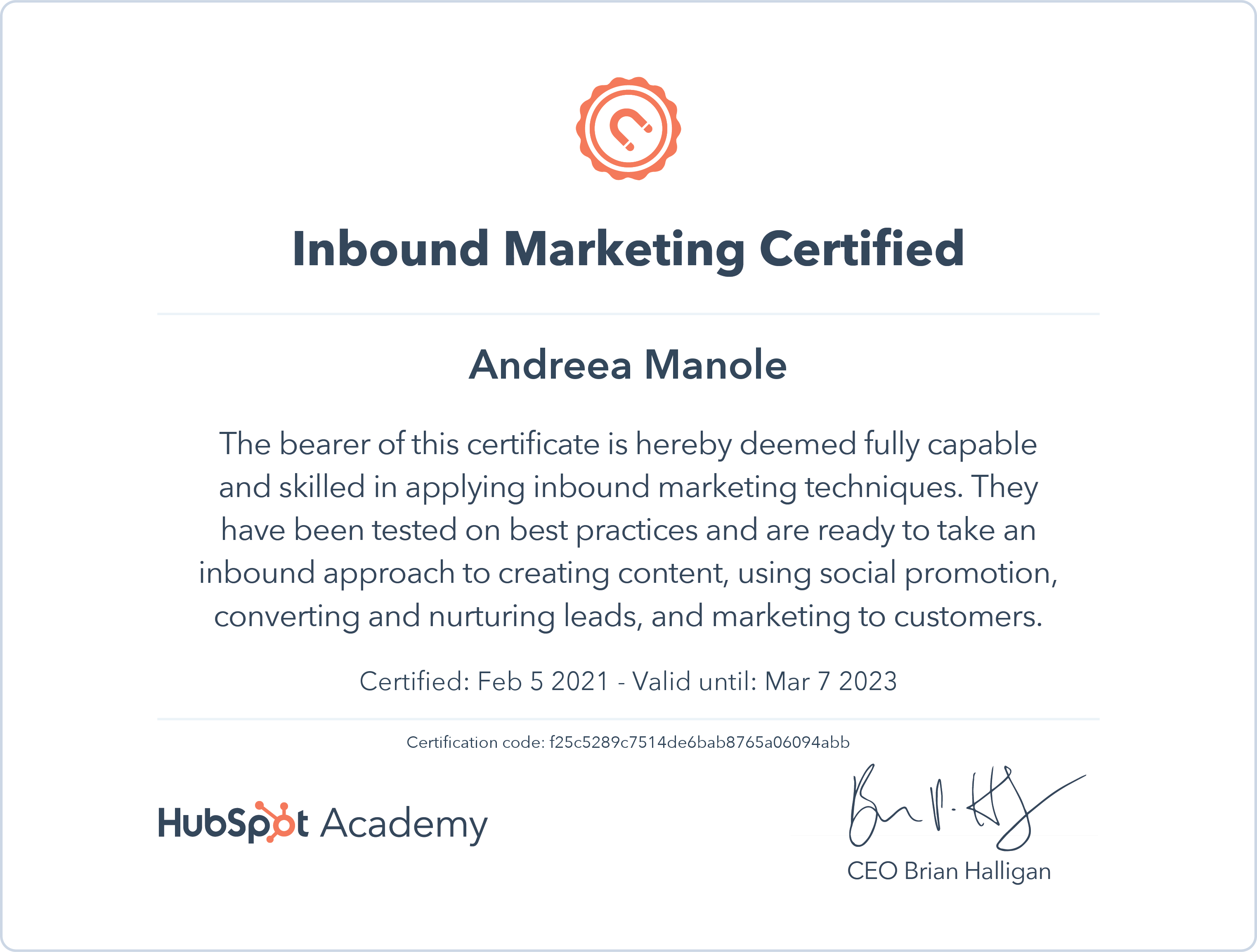 inbound marketing certificate hubspot academy